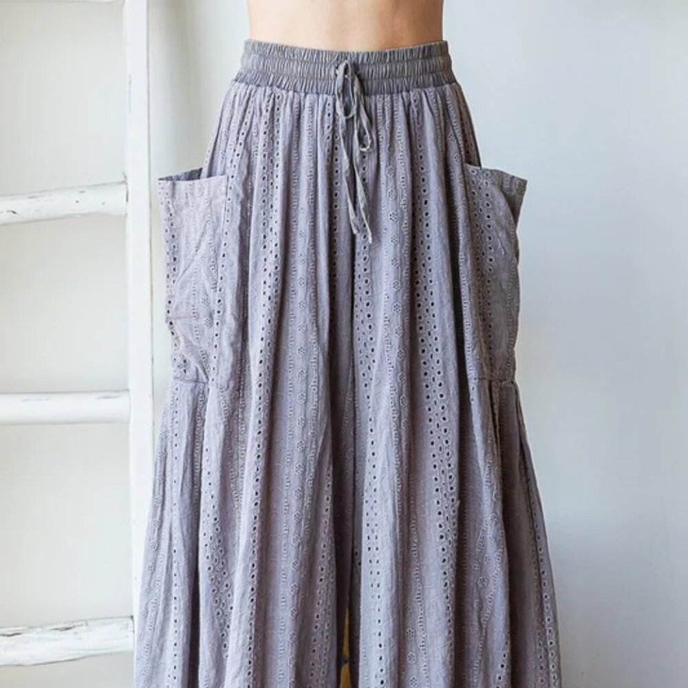 043 Oli & Hali Mineral Washed Wide Leg Lavendar Eyelet Knit Pants NEW Size XL - Picture 9 of 9